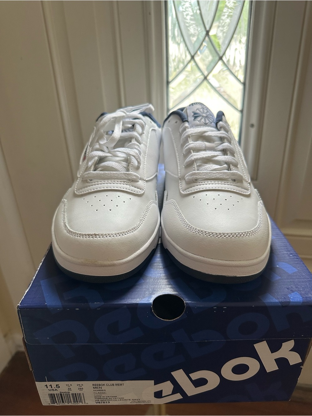 Reebok Club MEMT Men's Shoes White/Navy Leather - Picture 7 of 12